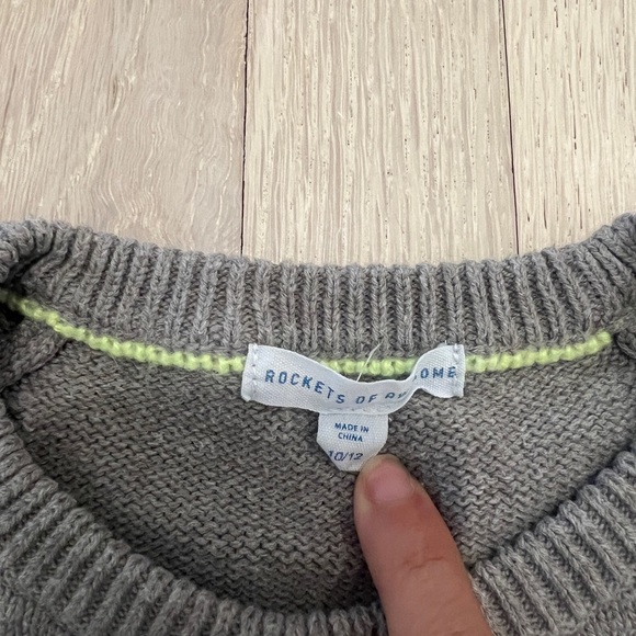 Rockets of Awesome Gray Lighting Bolt Cotton Sweater Boys Size 10/12 - Picture 2 of 5